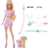 Mattel Barbie rózsaszín kockás ruhában kiskutyával