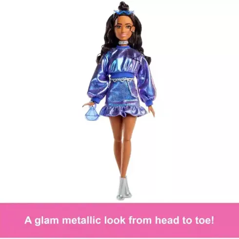 Mattel Barbie Deluxe Style baba csillogós kék ruhában