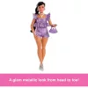 Mattel Barbie Deluxe Style baba fényes lila ruhában