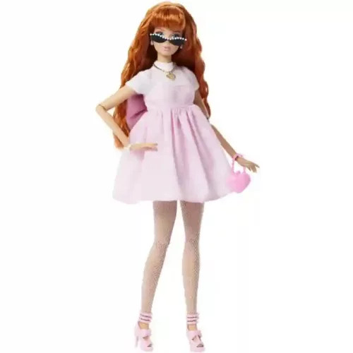Mattel Barbie Deluxe Style vörös hajú baba rózsaszín ruhában, ritkaság