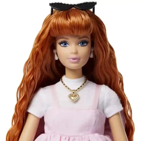 Mattel Barbie Deluxe Style vörös hajú baba rózsaszín ruhában, ritkaság