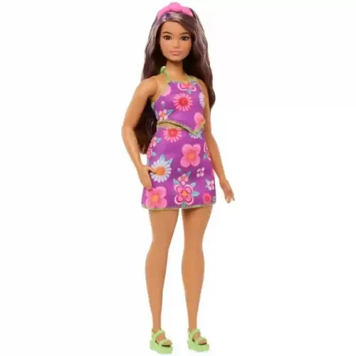 Mattel Barbie Fashionistas baba virágmintás lila ruhában