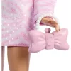 Mattel Barbie Deluxe Style baba csíkos mintás rózsaszín farmerruhában