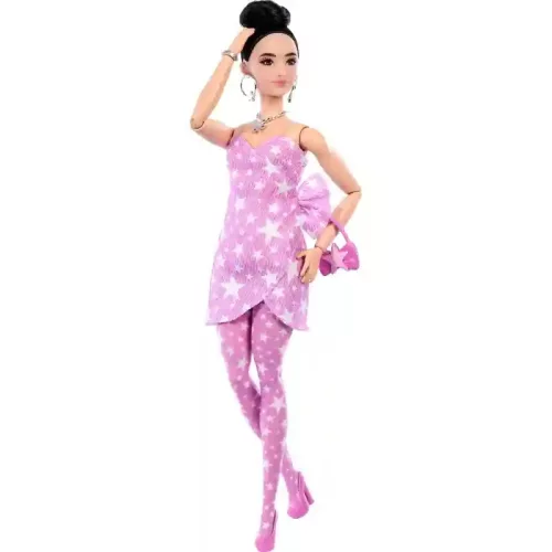 Mattel Barbie Deluxe Style baba csillag mintás rózsaszín ruhában