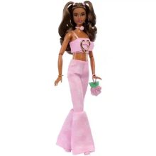   Mattel Barbie Deluxe Style baba rózsa mintás rózsaszín ruhában