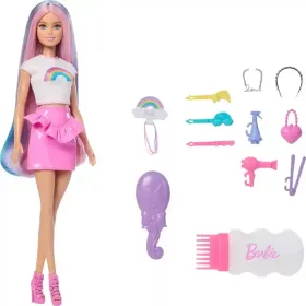   Mattel Barbie baba szivárványos hajú fodrász baba kiegészítőkkel