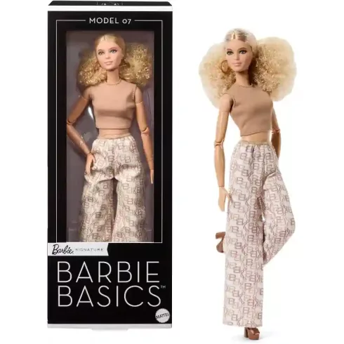 Mattel Barbie Basics Signature Model Collector divatbaba 07 arany mintás fehér nadrágban