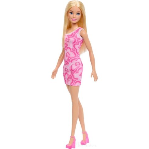 Mattel Barbie szőke hajú baba rózsaszín ruhában