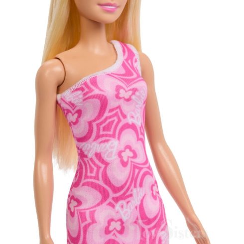 Mattel Barbie szőke hajú baba rózsaszín ruhában