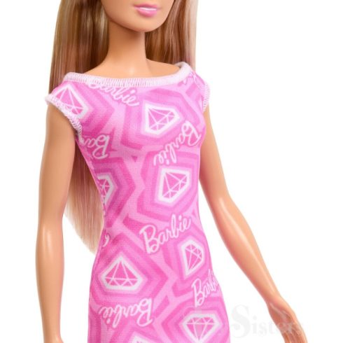 Mattel Barbie szőke hajú baba rózsaszín ruhában