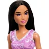 Mattel Barbie fekete hajú baba lila ruhában