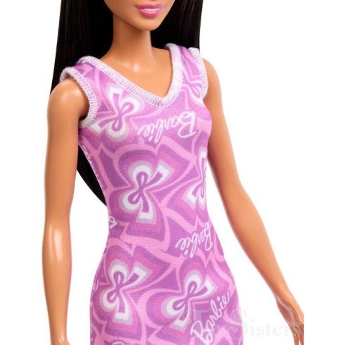 Mattel Barbie fekete hajú baba lila ruhában