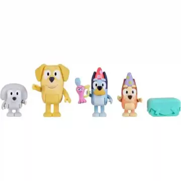   Bluey - Bluey, Bingo, Mázli apukája és Lila figurák csomagozás játékszett