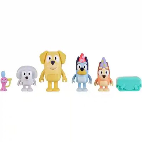 Bluey - Bluey, Bingo, Mázli apukája és Lila figurák csomagozás játékszett
