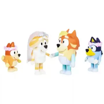   Bluey - Esküvő 4db-os figuraszett, Bluey, Bingo, Folti, Trixi