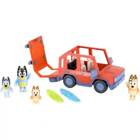 Bluey - Családi autó Bluey, Bingo, Csibész és Szimat figurákkal