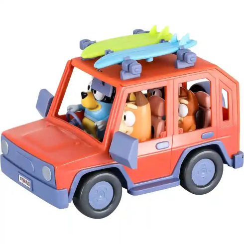 Bluey - Családi autó Bluey, Bingo, Csibész és Szimat figurákkal