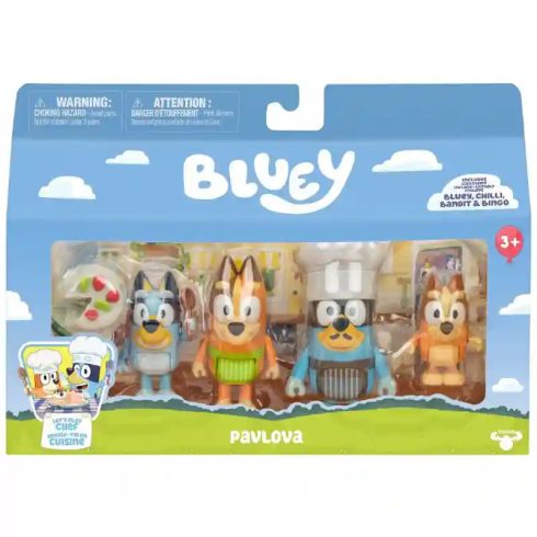 Bluey - Cukrászda 4db-os figuraszett, Bluey, Bingo, Csibész, Szimat