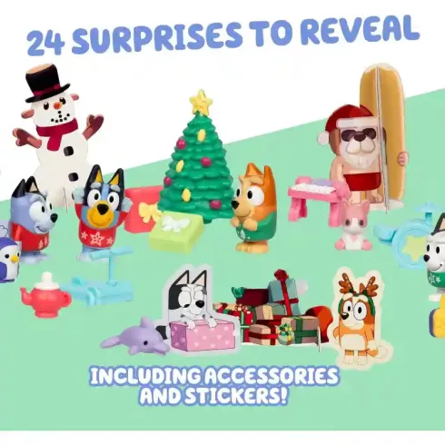 Bluey - Adventi kalendárium, naptár 4 figurával