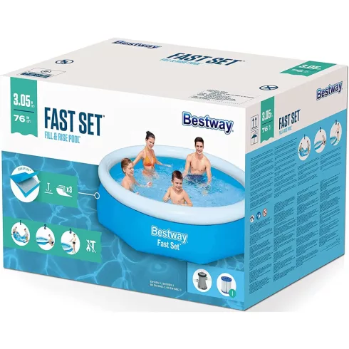 Bestway Korfu Fast Set felfújható családi medence vízforgatóval 305 x 76 cm