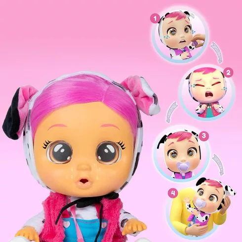 Cry Babies Dressy - Dotty dalmata kutya interaktív öltöztethető játékbaba 30cm