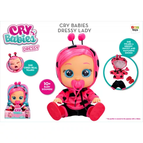 Cry Babies Dressy - Lady katica interaktív öltöztethető játékbaba 30cm