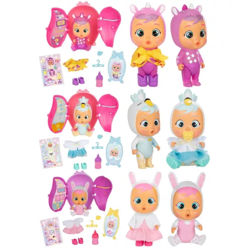 Cry Babies Storyland - Öltöztethető meglepetés játékbaba gardrób alakú házban kiegészítőkkel