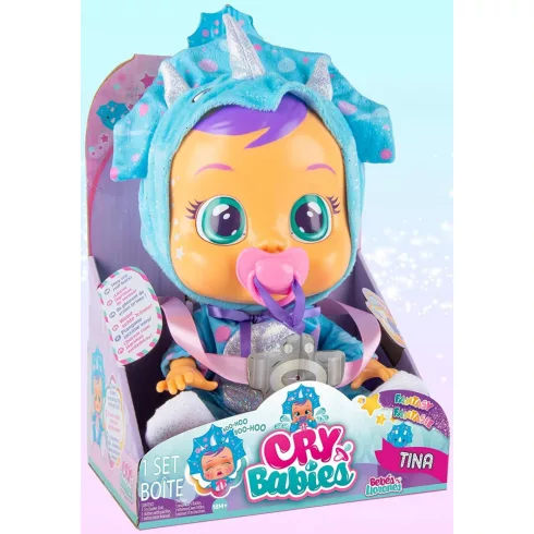 Cry Babies Fantasy - Tina dinoszaurusz interaktív játékbaba 30cm