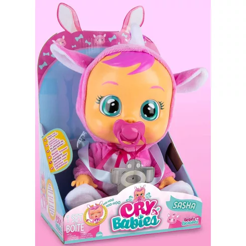 Cry Babies - Sasha orrszarvú interaktív játékbaba 30cm
