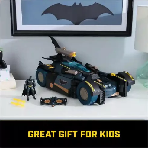 DC 2 az 1-ben interaktív átalakuló Batmobile autó vagy parancsnoki központ figurával 10cm