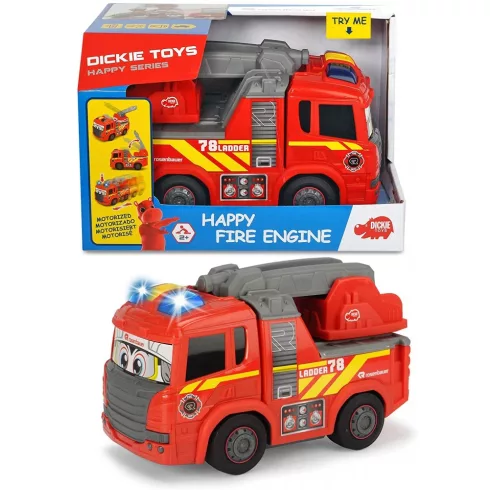 Dickie Toys Happy Series - Gombnyomásra induló tűzoltóautó fénnyel és hanggal kicsiknek 28cm (203814016)