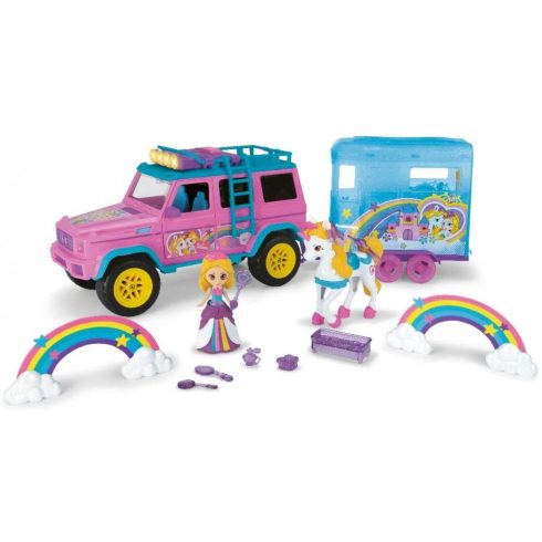 Dickie Toys Pink Drivez - Unikornis lószállító fénnyel és hanggal 42cm (203187000)