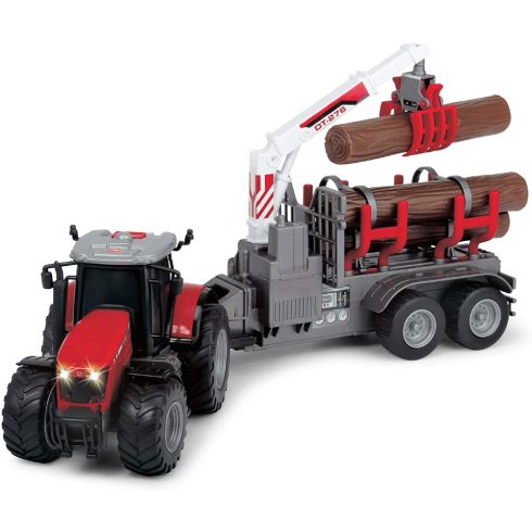 Dickie Toys Farm Series - Rönkszállító traktor daruval, fénnyel és hanggal 42cm (203737003)