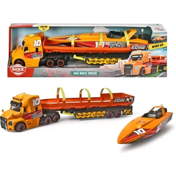   Dickie Toys - Verseny motorcsónak szállító kamion fénnyel és hanggal 41cm