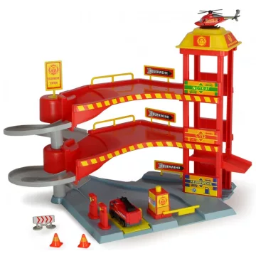   Dickie Toys 2 emeletes tűzoltóság autópálya járművekkel