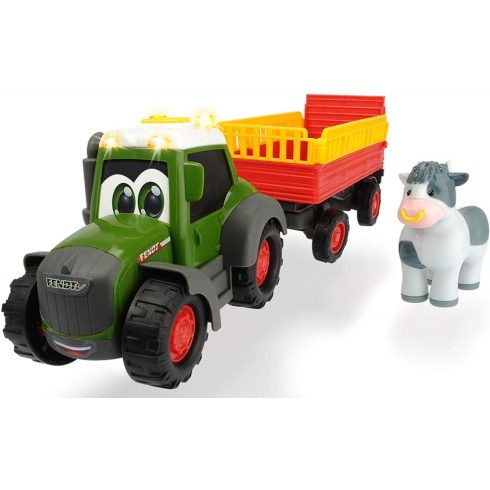 Dickie Toys Happy Series - Tehénszállító traktor kicsiknek utánfutóval, fénnyel és hanggal 31cm (203815004)