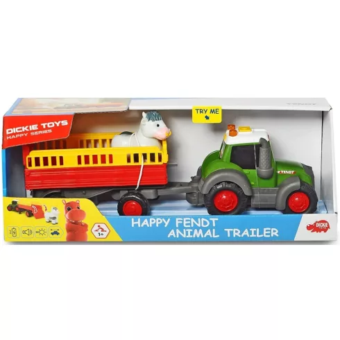 Dickie Toys Happy Series - Tehénszállító traktor kicsiknek utánfutóval, fénnyel és hanggal 31cm (203815004)