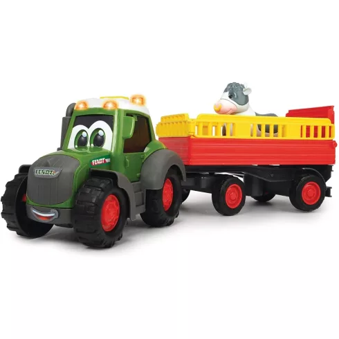 Dickie Toys Happy Series - Tehénszállító traktor kicsiknek utánfutóval, fénnyel és hanggal 31cm (203815004)
