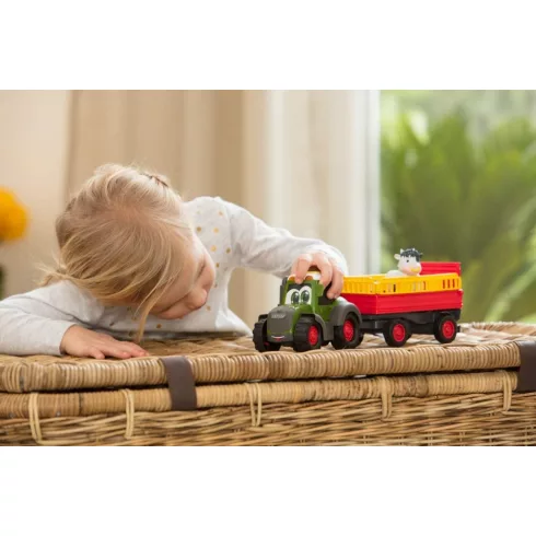 Dickie Toys Happy Series - Tehénszállító traktor kicsiknek utánfutóval, fénnyel és hanggal 31cm (203815004)