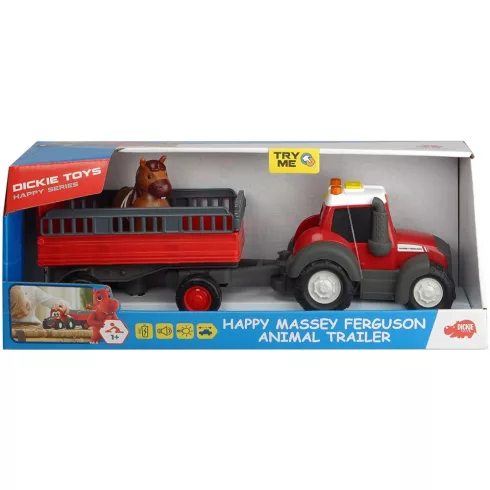 Dickie Toys Happy Series - Lószállító traktor kicsiknek utánfutóval, fénnyel és hanggal 31cm (203815005)