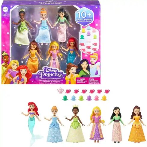 Mattel Disney hercegnő babák teapartija - 6db-os készlet