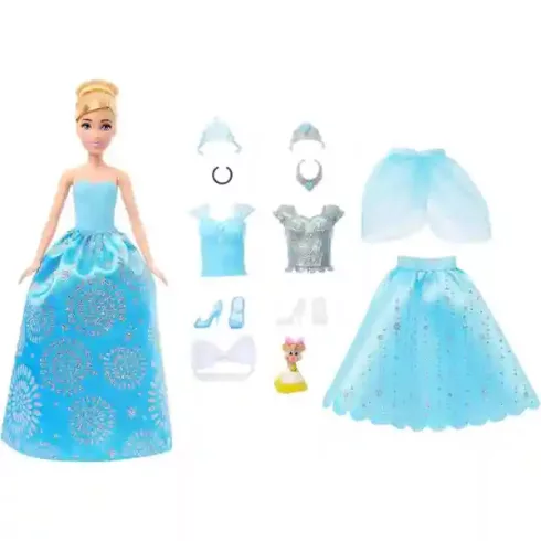 Mattel Disney Princess - Royal Fashion Reveal: Hamupipőke divatbaba készlet kiegészítőkkel 30cm
