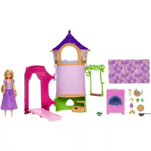 Mattel Disney Aranyhaj és a nagy gubanc: Aranyhaj hercegnő baba és tornya, Rapunzel