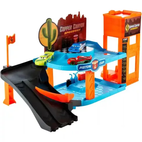 Mattel Disney Verdák: Réz-kanyoni világító garázs kisautókkal