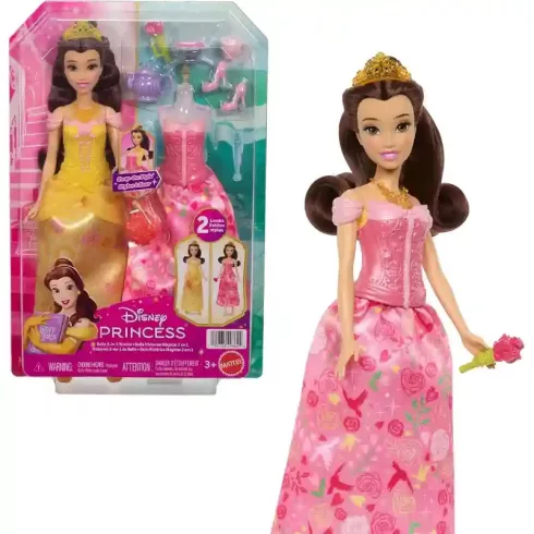Mattel Disney A szépség és a szörnyeteg: 2 az 1-ben Belle divatbaba ruhával