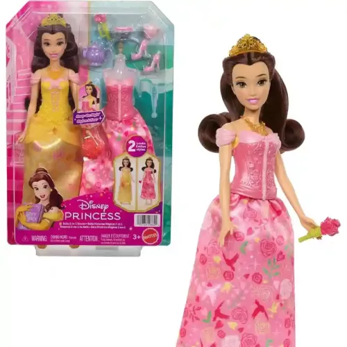 Mattel Disney A szépség és a szörnyeteg: 2 az 1-ben Belle divatbaba ruhával