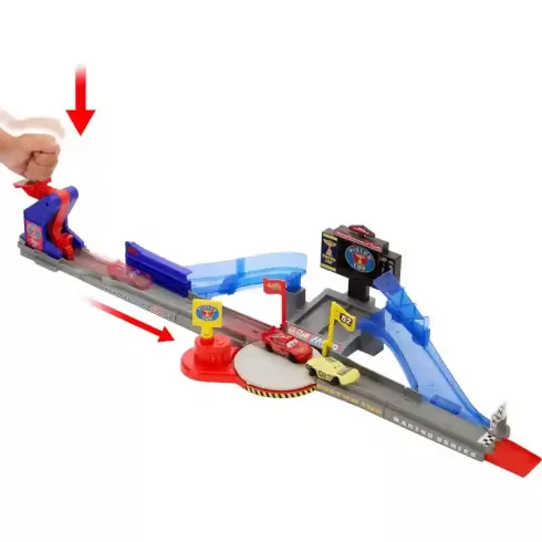 Mattel Disney Verdák: Szelep Kupa kaszkadőr versenypálya Villám McQueen kisautóval