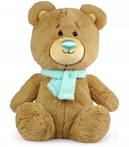 Plüss bézs maci fényes orral 25 cm