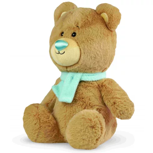 Plüss bézs maci fényes orral 25 cm