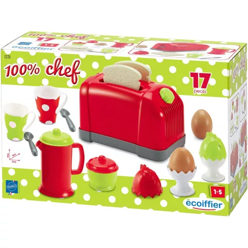 Écoiffier 100% Chef 1231 Reggeliző készlet kenyérpirítóval